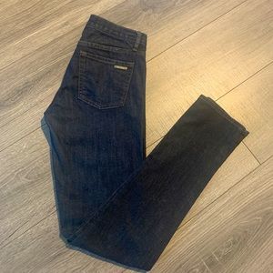 Juicy Couture dark rinse skinny jeans.